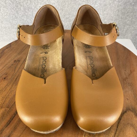 Papillio by Birkenstock Wedge Mary Cognac Brown Leather Sandals Size 36 (US 5) - Picture 4 of 12